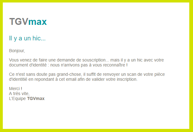 TGVmaxの情報が欠けていた際のメール