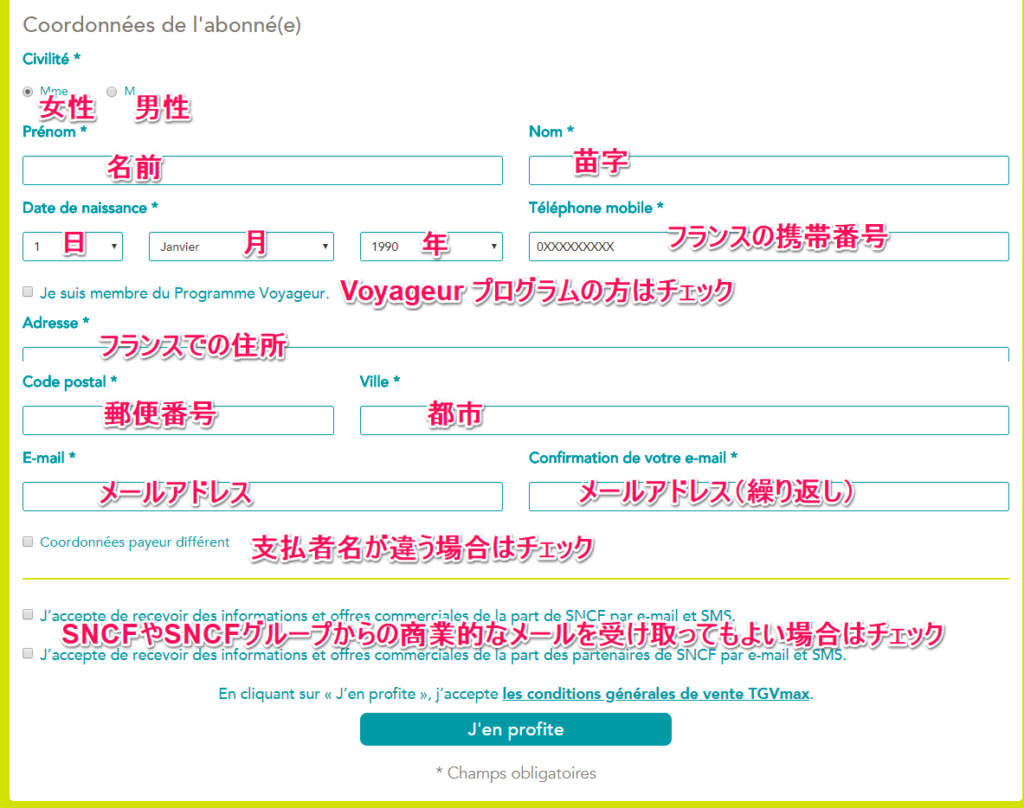 TGVmaxに必要な個人情報